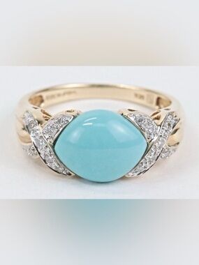 Michelle Albala 14K Yellow Gold Diamond & Turquoise Ring